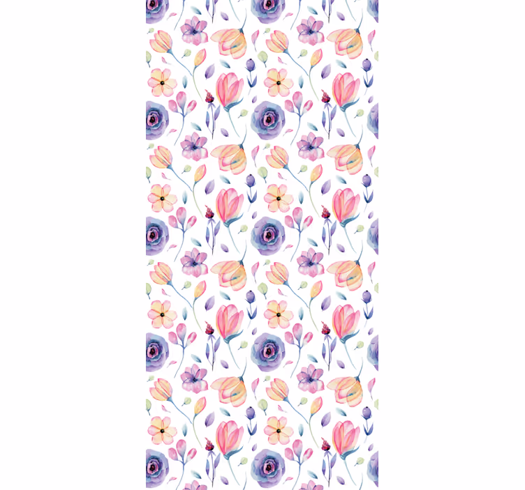 Papier peint fleuri motif floral délicat violet - TenStickers