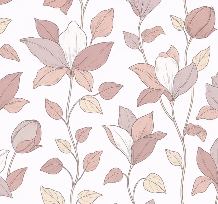 Papier peint chambre fleurs roses - TenStickers