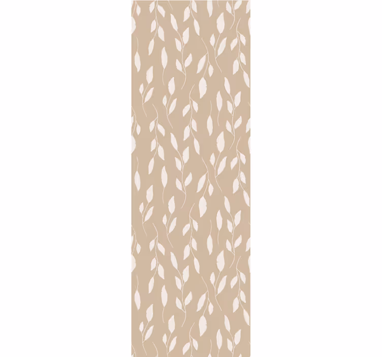 Papier peint chambre feuilles blanches sur brun - TenStickers