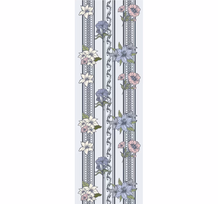 Papier peint chambre design rayé floral vintage - TenStickers