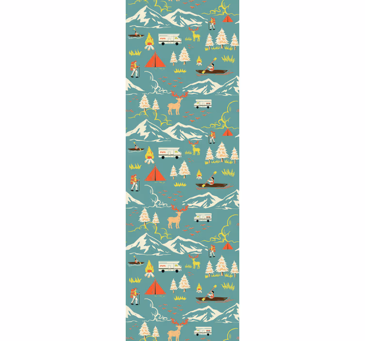 Papier peint chambre homme camping, arbres et route - TenStickers