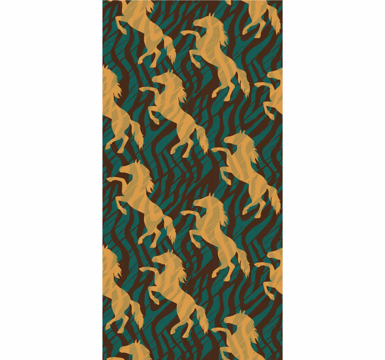 Papier peint chambre cheval vert et marron africain - TenStickers