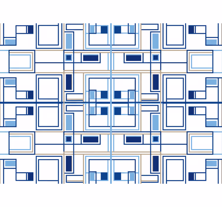 Papier peint carrés formes géométriques bleues - TenStickers