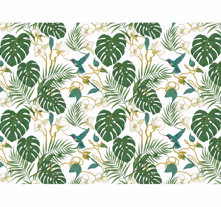 Papier peint feuillage jardin botanique émeraude - TenStickers