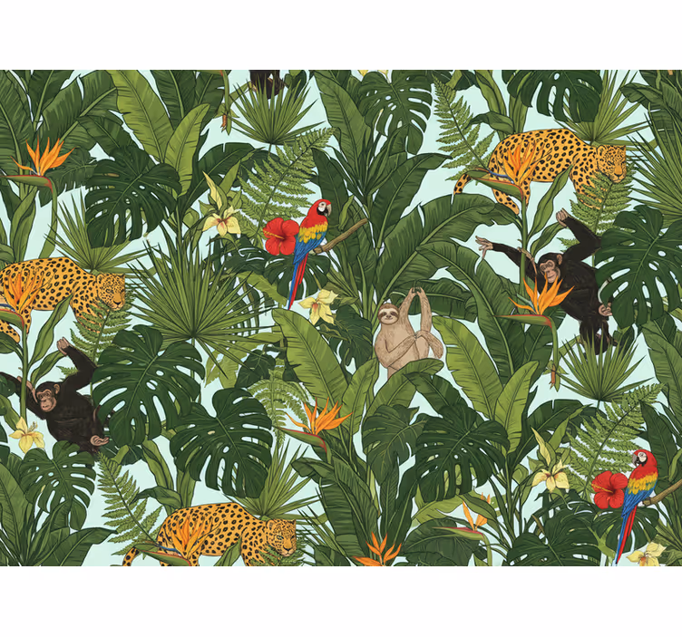 Papier peint jungle tropical avec animaux - TenStickers