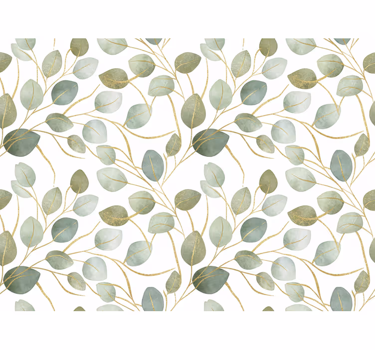 Papier peint feuillage eucalyptus doré scintillant - TenStickers
