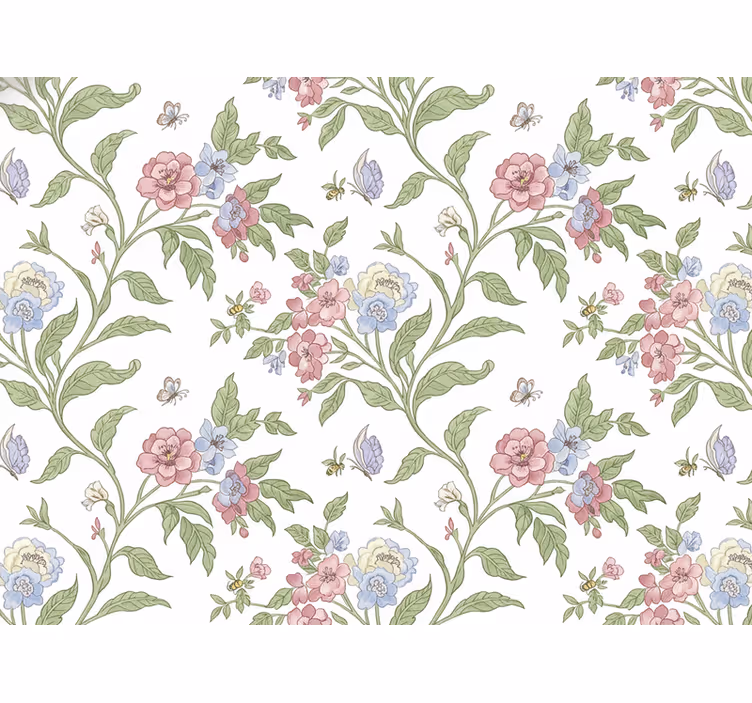 Papier peint floral maison de campagne lumineuse - TenStickers