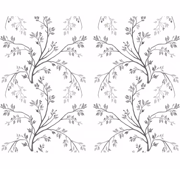 Papier peint floral branches douces grises - TenStickers