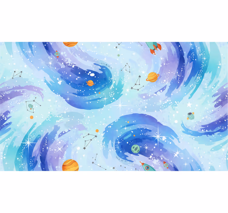 Papier peint chambre enfant bleu clair galaxie - TenStickers