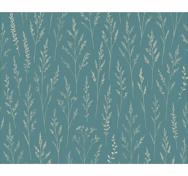 Papier peint floral prairie sauvage bleu-vert muted - TenStickers