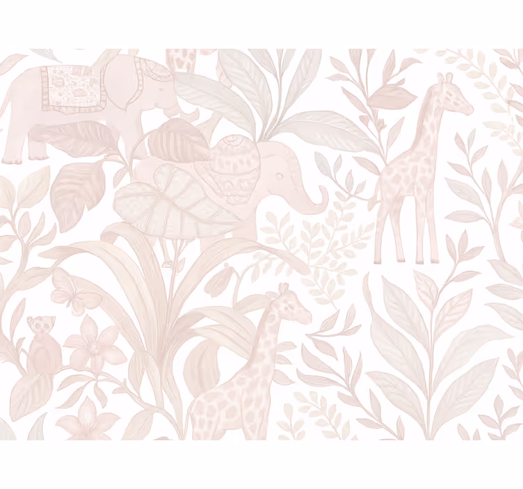 Papier peint éléphants rêves de safari rose doux - TenStickers