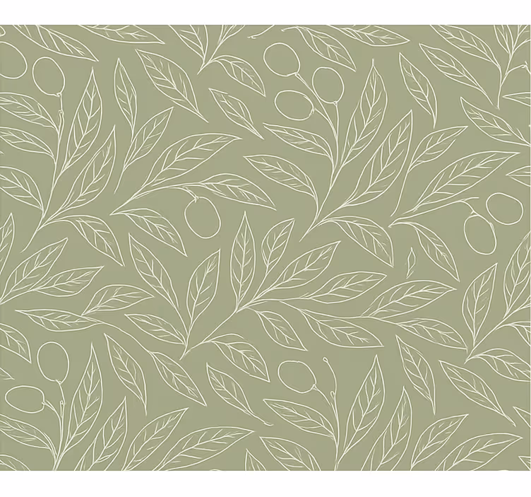 Papier peint feuillage branches d'olivier vertes boueuses - TenStickers