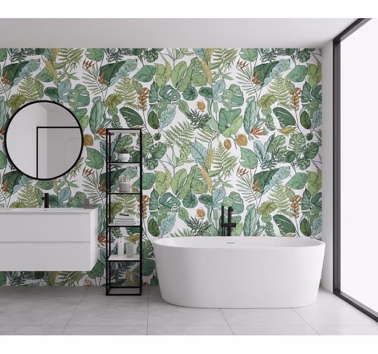 Papier peint feuillage jungle aux feuilles variées - TenStickers