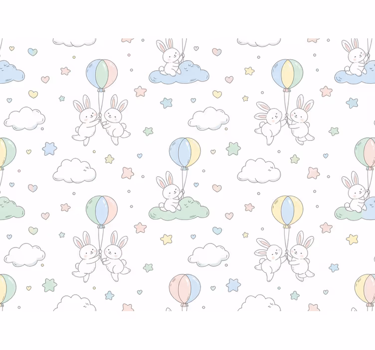 Papier peint chambre enfant lapins et ballons - TenStickers
