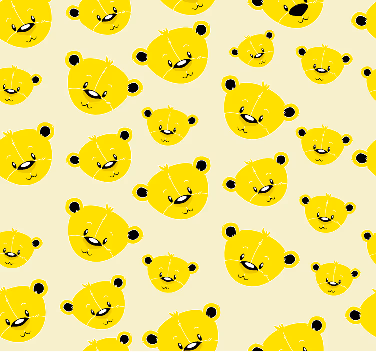Papier peint jaune motif ours - TenStickers