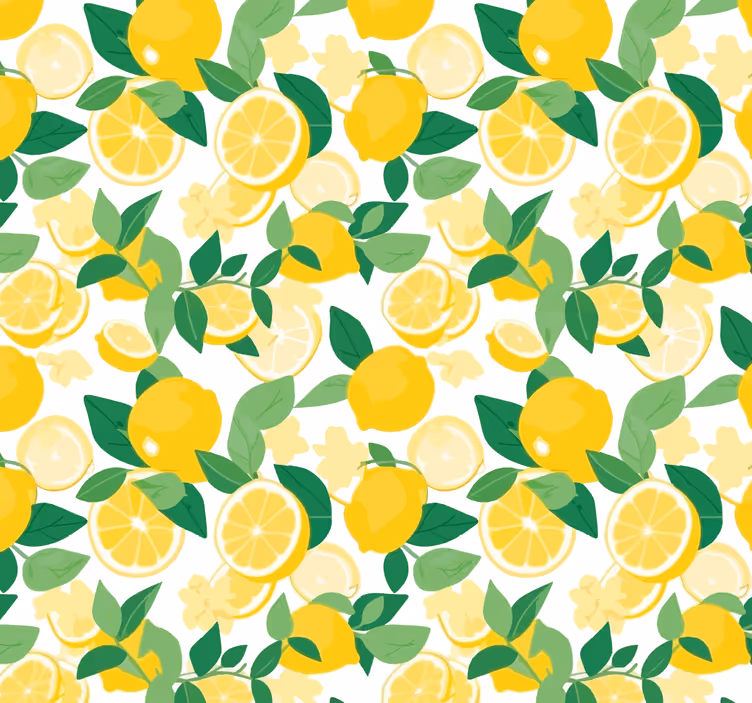 Papier peint jaune motif tranche de citron - TenStickers