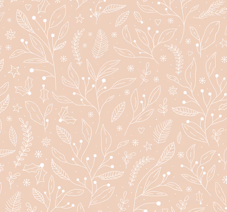 Papier peint beige plantes de noël - TenStickers