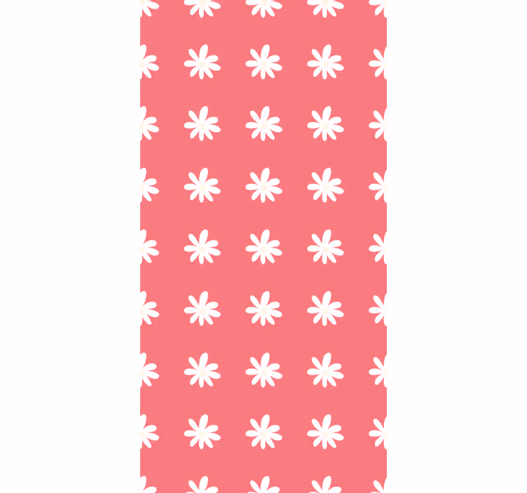 Papier peint rouge motifs de marguerites roses - TenStickers