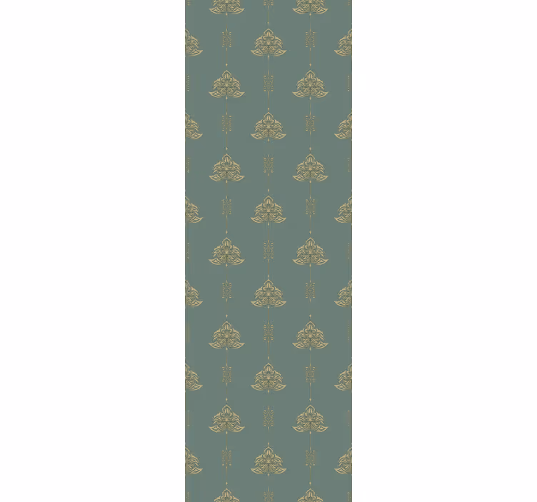 Papier peint vert motif jugendstil fleurs dorées - TenStickers