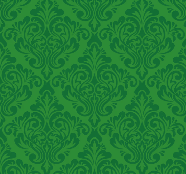 Papier peint vert damassé floral - TenStickers