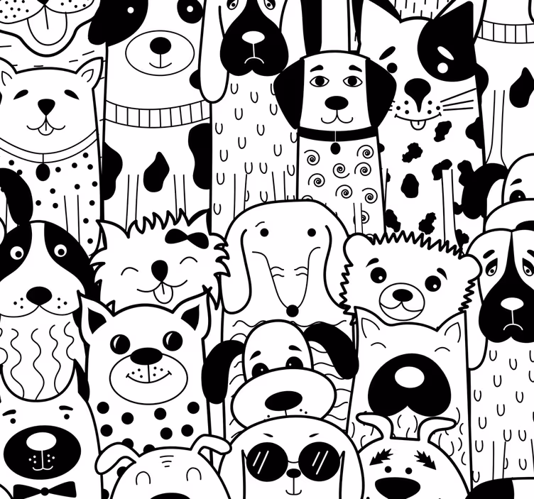 Papier peint chambre chiens deco - TenStickers
