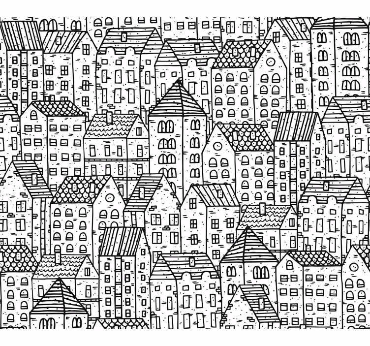 Papier peint villes et pays croquis urbain monochrome - TenStickers