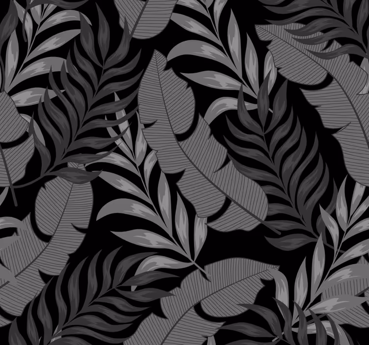 Papier peint feuillage motif noir élégant - TenStickers