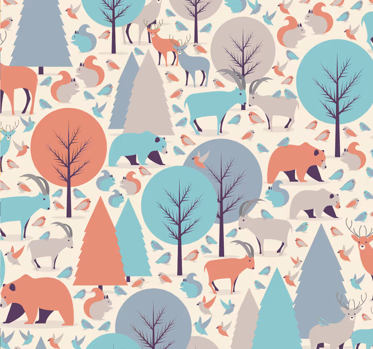 Papier peint chambre enfant scène de forêt nordique - TenStickers