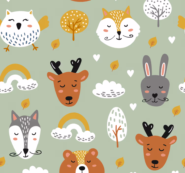Papier peint chambre animaux de style nordique - TenStickers