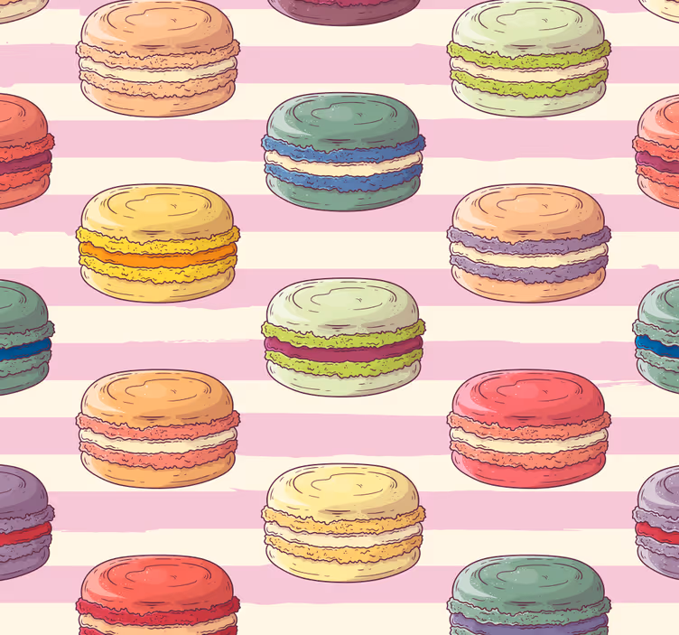 Macarons rétro papier peint moderne - TenStickers