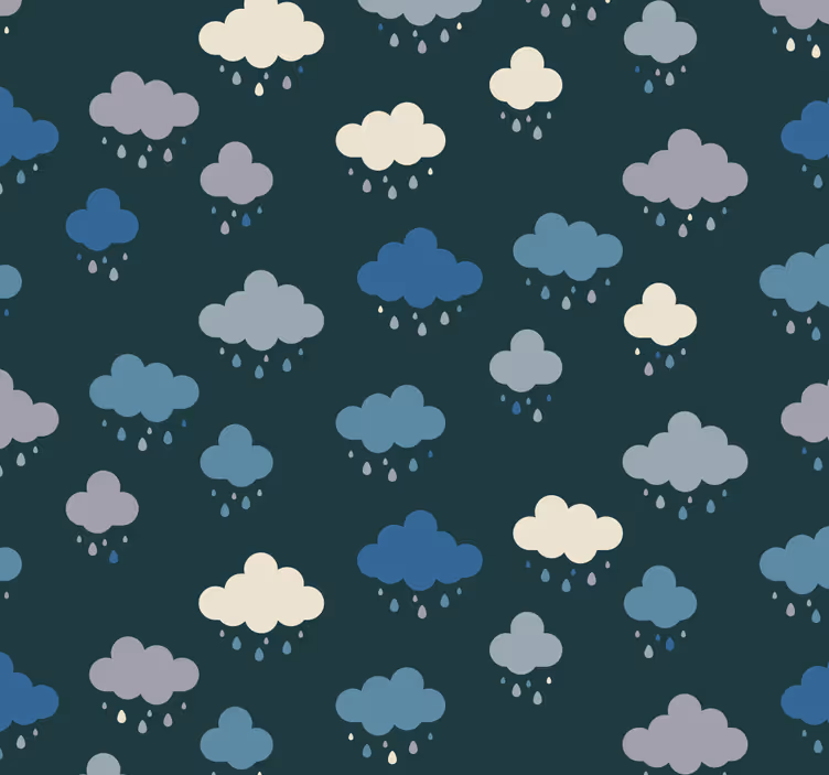 Papier peint chambre bébé scène de pluie nuageuse - TenStickers