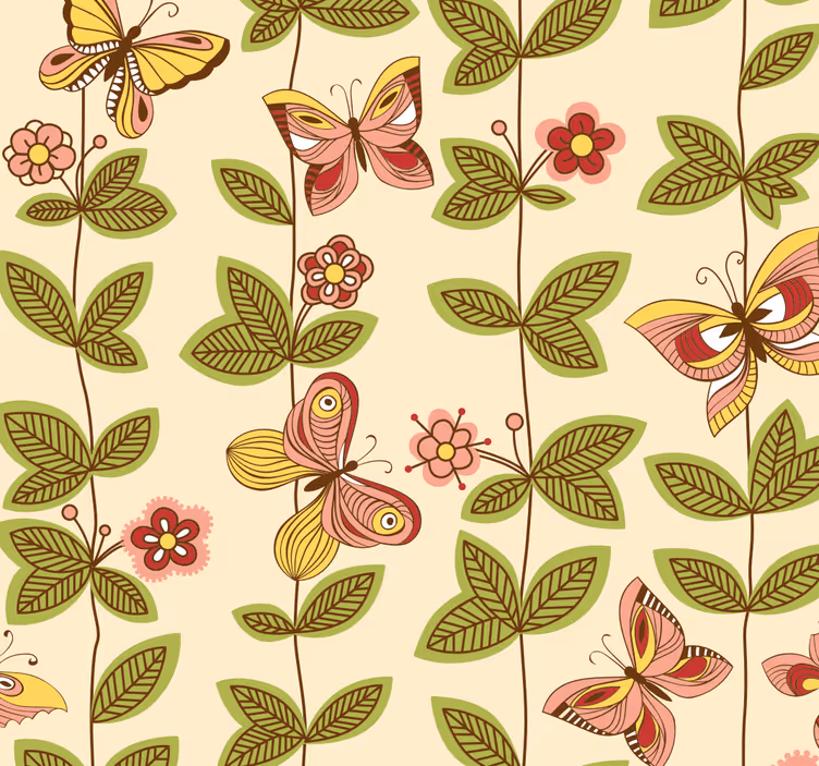 Papier peint chambre nature motif papillons - TenStickers