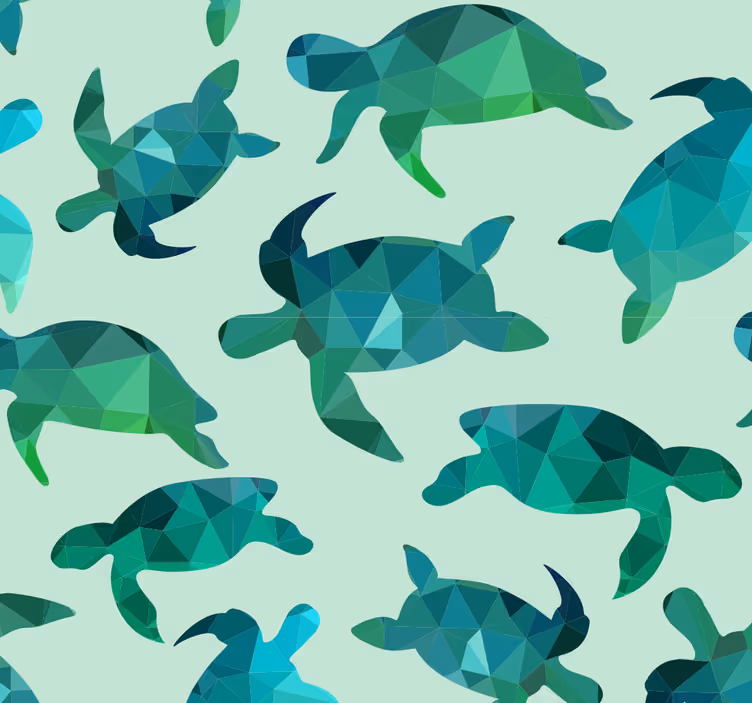Papier peint poissons motif tortue - TenStickers