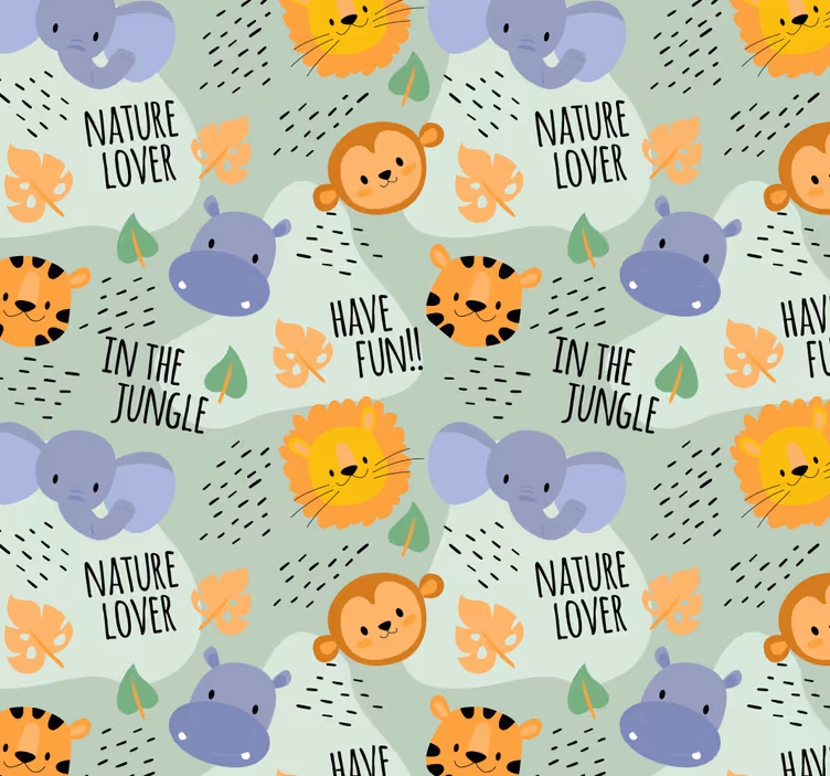 Papier peint animaux modèle de bébé de la jungle - TenStickers