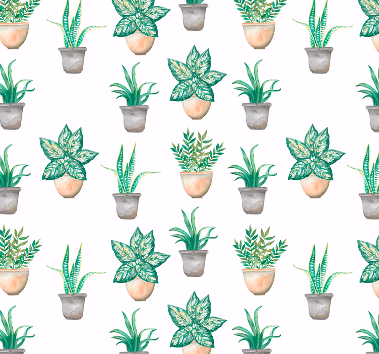 Papier peint cuisine motif de verdure en pot - TenStickers