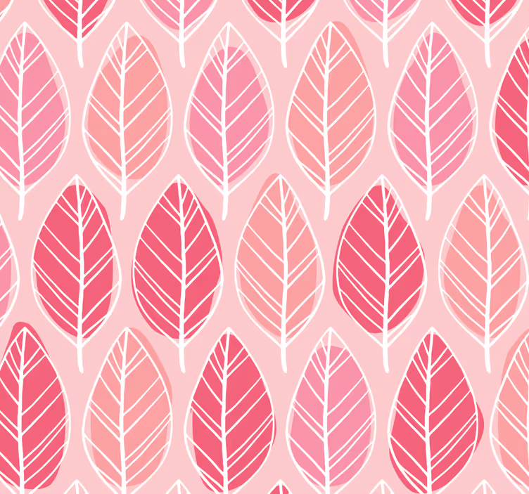 Papier peint feuilles roses - TenStickers