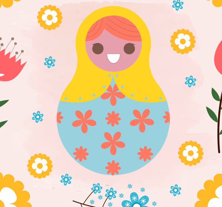 Papier peint chambre enfant poupées russes colorées - TenStickers