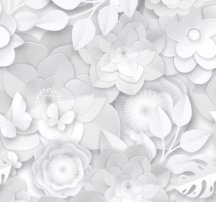 Papier peint 3d fleurs blanches - TenStickers