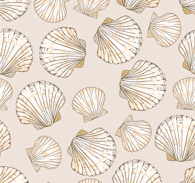 Papier peint beige Gros et petits coquillages - TenStickers