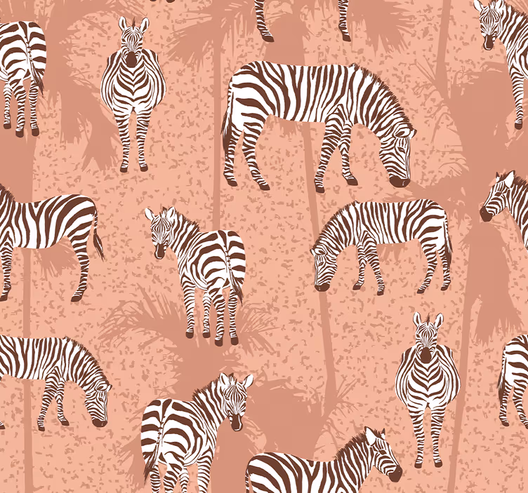 Papier peint chambre zèbre et palmiers - TenStickers