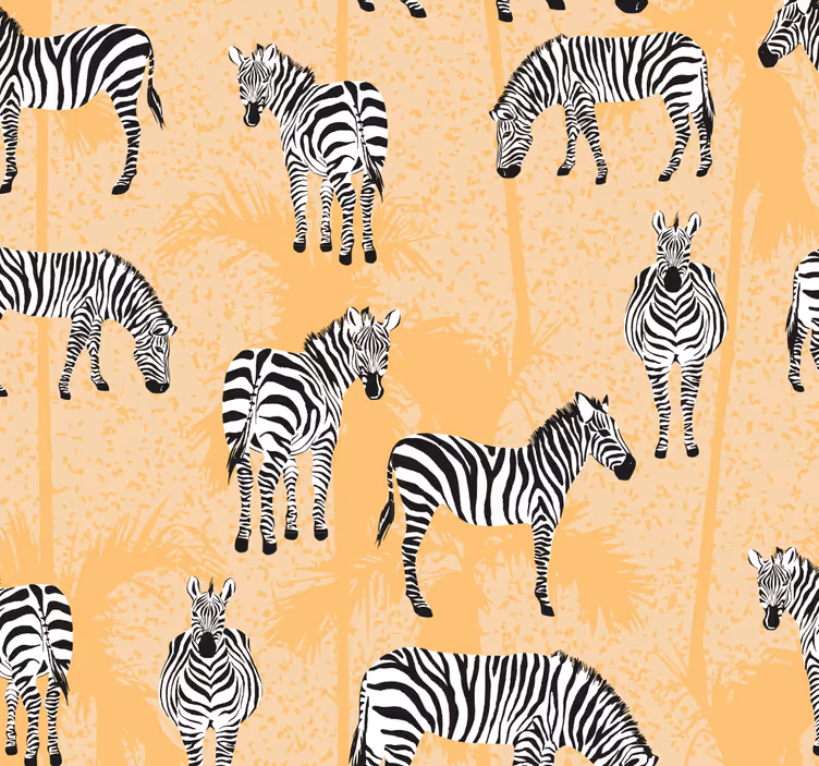Papier peint chambre zèbre et palmiers - TenStickers