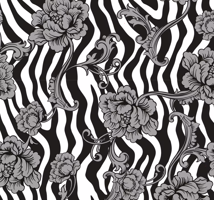 Papier zèbre fusion florale à rayures zébrées - TenStickers