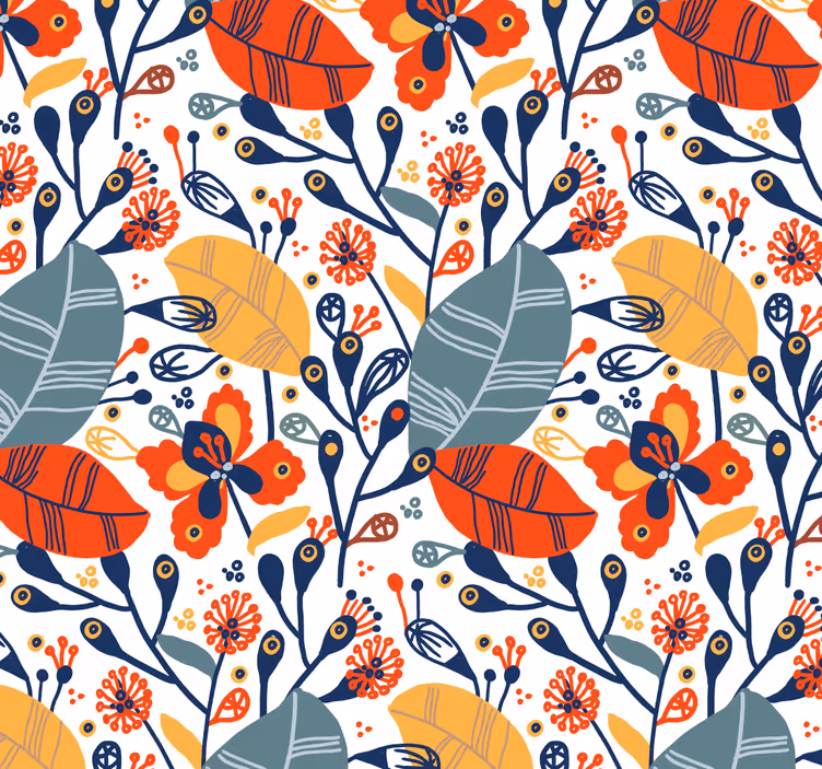Papier peint nature motif de feuilles florales - TenStickers