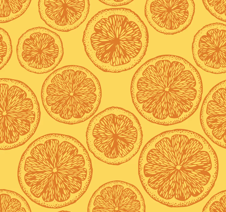 Papier peint cuisine motif dessins d'orange - TenStickers