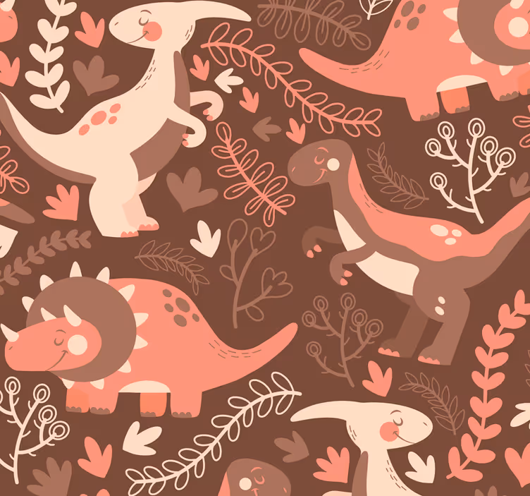 Papier peint dinosaures et feuilles - TenStickers