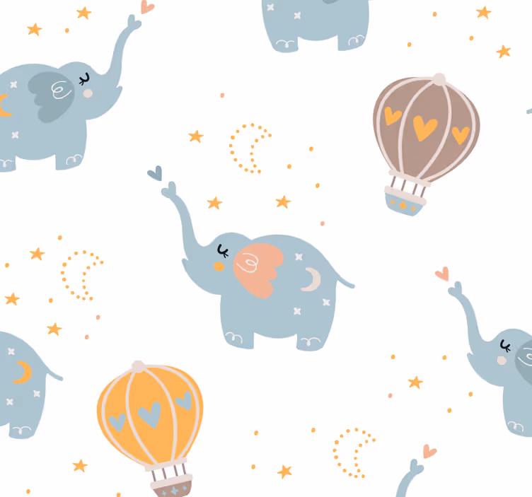 Papier peint éléphants montgolfières éléphants - TenStickers