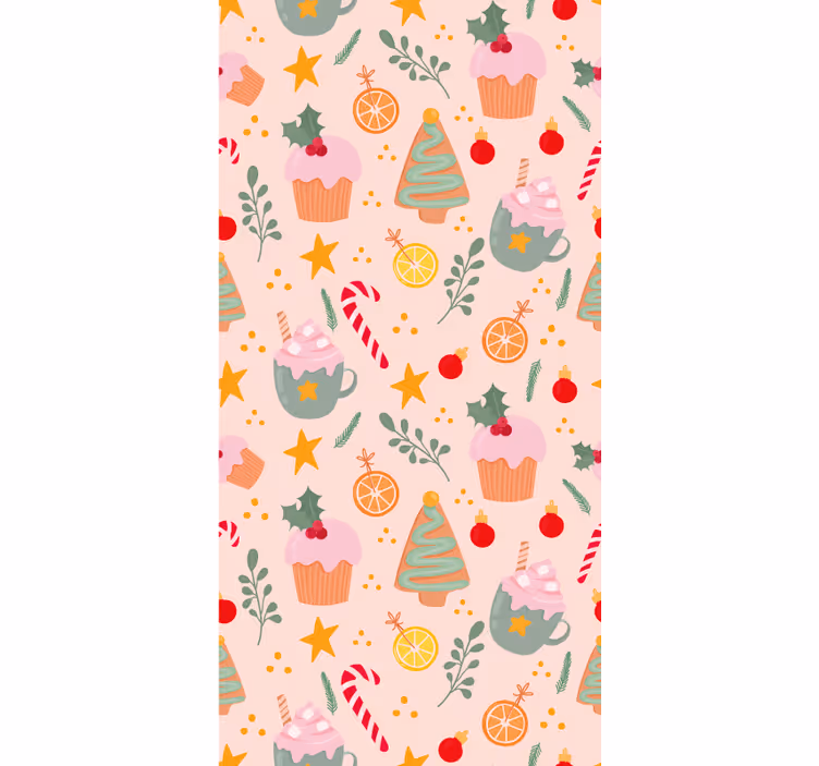 Papier peint de Noël modèle de vacances festives - TenStickers