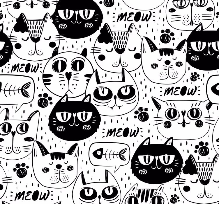 Papier peint chats gribouillages de chat - TenStickers