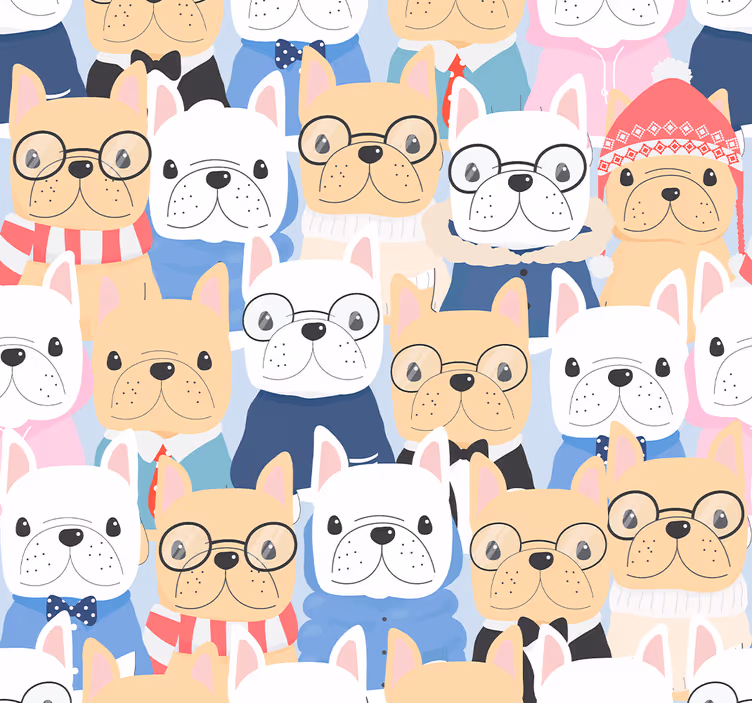 Papier peint chiens chiots bouledogues - TenStickers