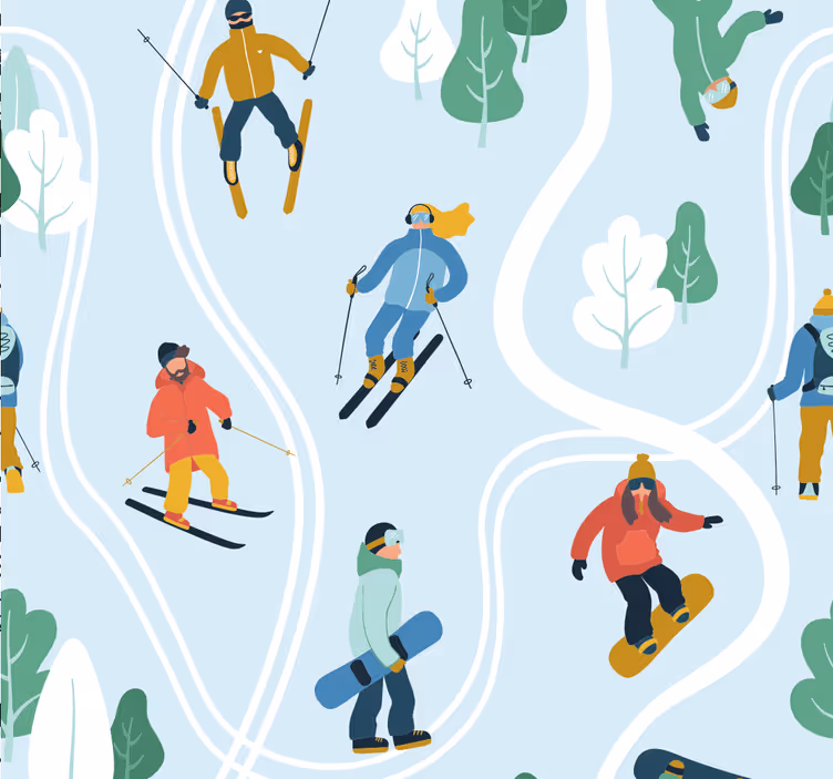 Papier peint chambre bébé sports d'hiver ludiques - TenStickers